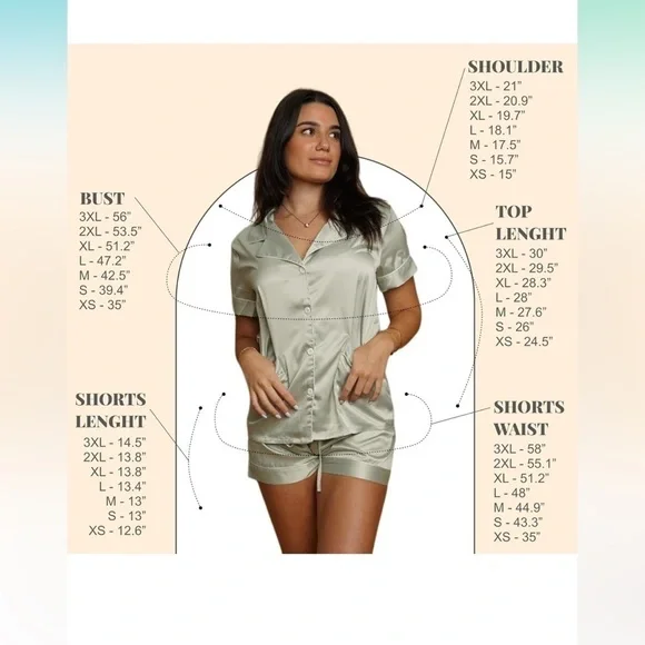 Sage Green Silk Satin Womens Pajamas Set Size S - Button Down - Bridesmaids - Picture 3 of 7